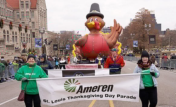 Thanksgiving Day Parade turkey balloon on Market Street